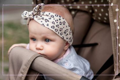 Baby wearing a headband