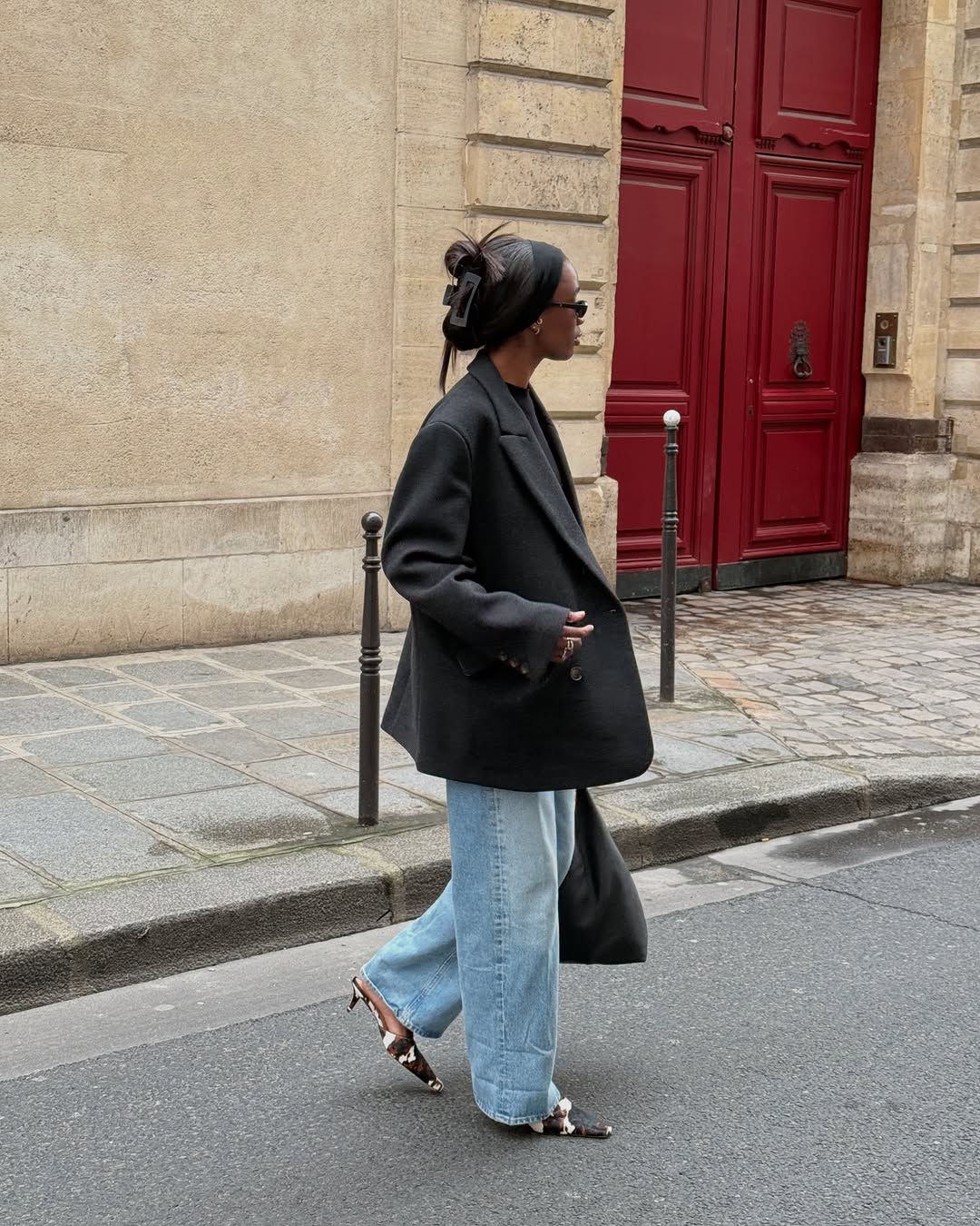 woman wearing cow print shoe outfit fall 2025