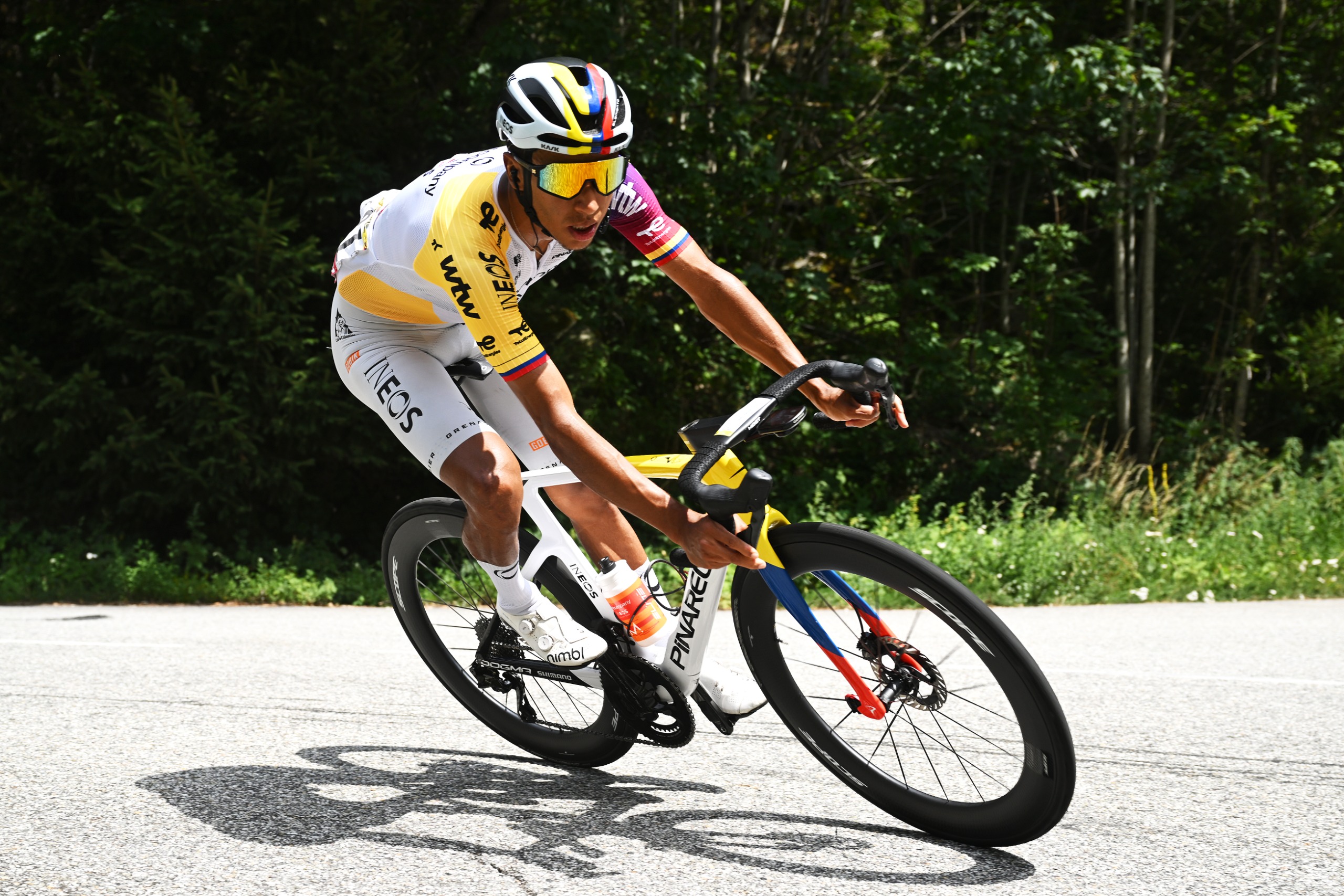 Egan Bernal descends at the 2026 Tour de France