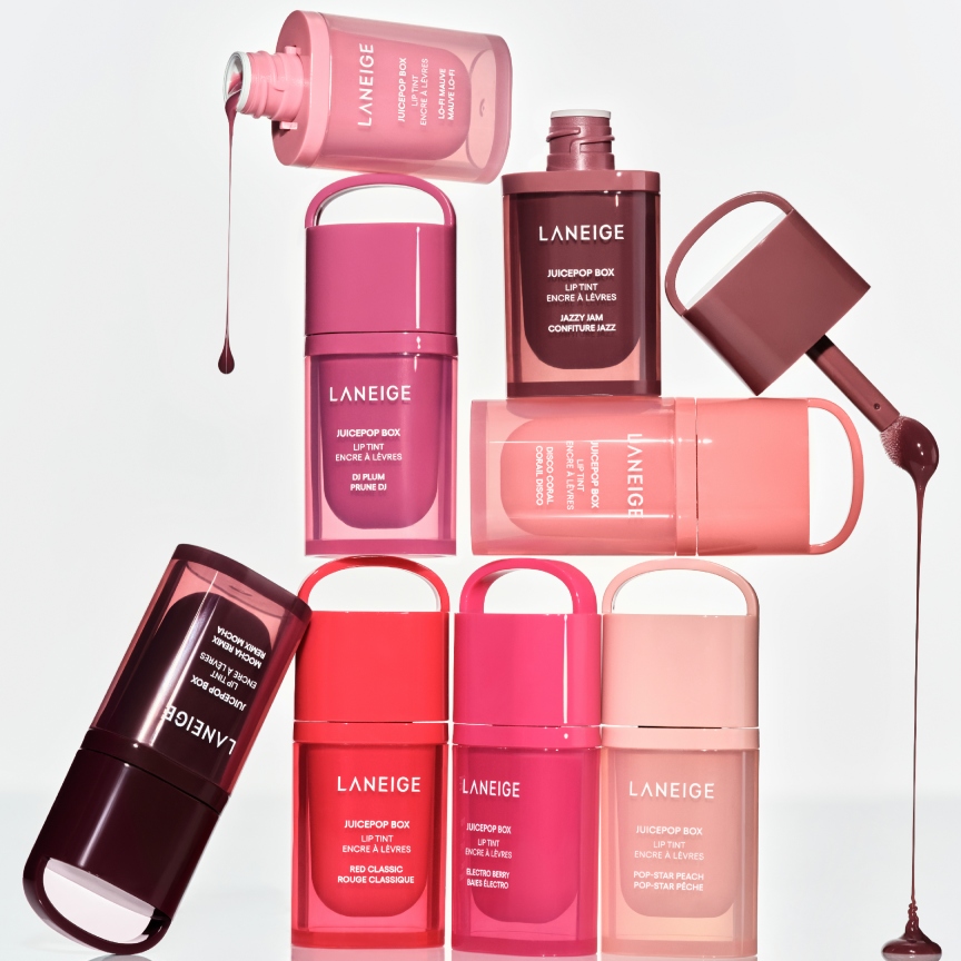 Laneige lip tints on a white background