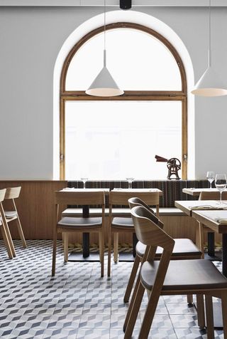 Dining tables and chairs at a restaurant