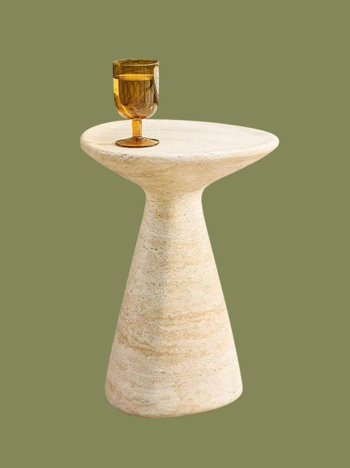 Jasper Side Table Travertine Finish