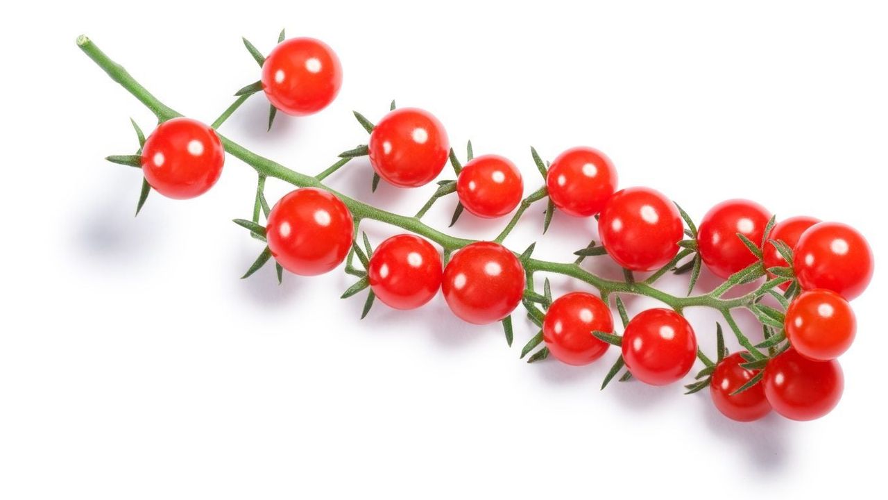 Vine Full Of Tiny Red Wild Tomatoes