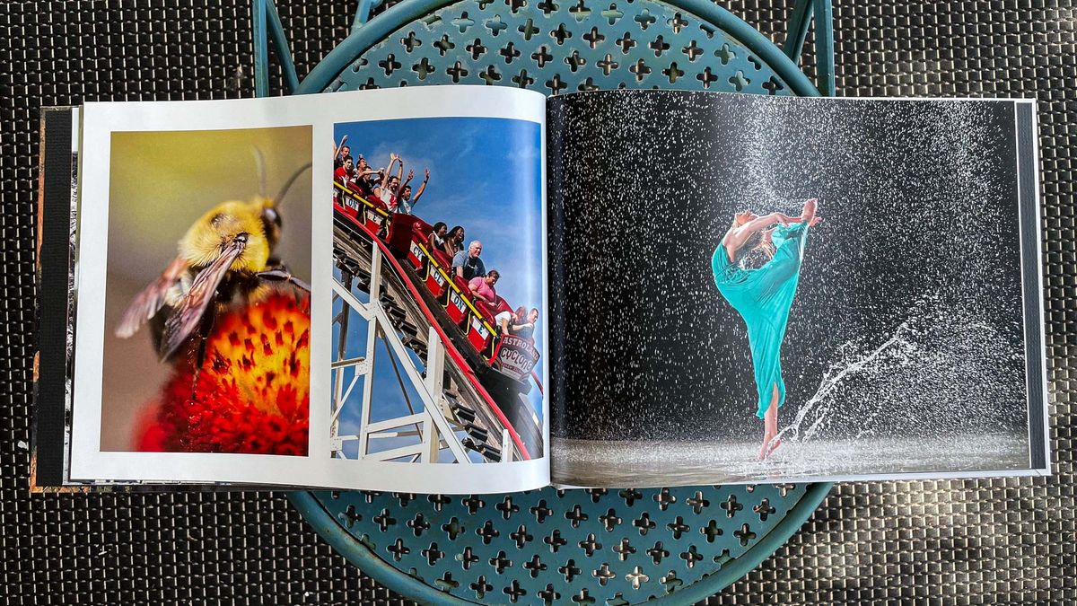 Snapfish book on chair