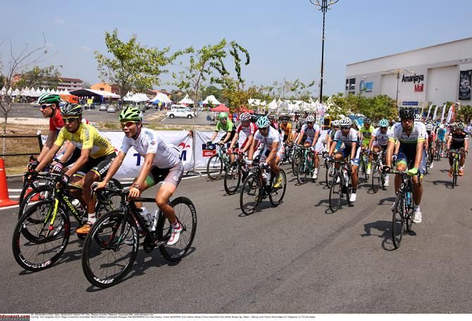 The peloton rolls out for stage 2 of the Tour de Langkawi