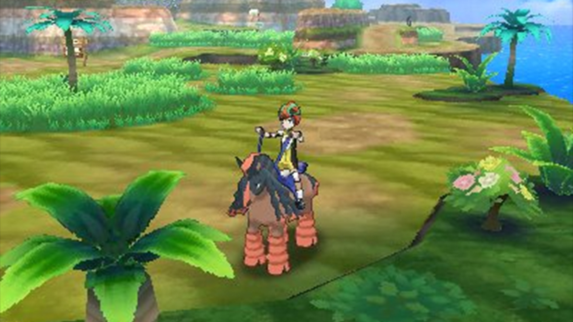 Riding a Mudsdale, a horse-like Pokemon, in Pokemon Sun &amp;amp; Moon