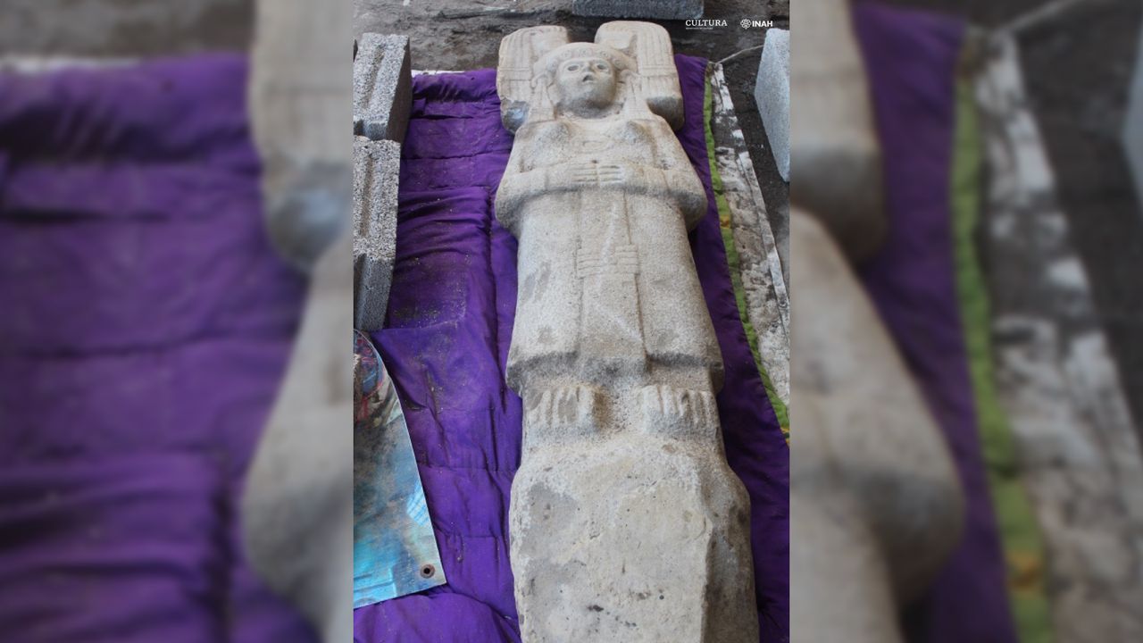 The bottom of the statue has a spike at the bottom, meaning the statue could be placed upright in the ground.