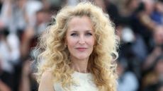 Image of Gillian Anderson smiling with voluminous blonde corkscrew hair