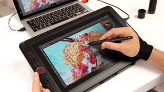 XP-Pen drawing tablet being used