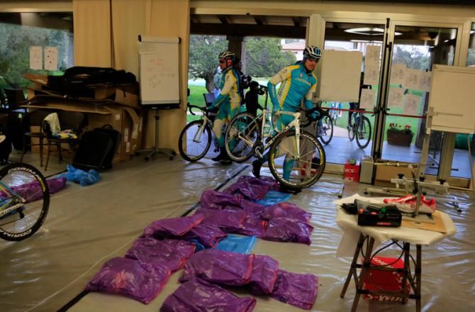The Astana team return from their ride