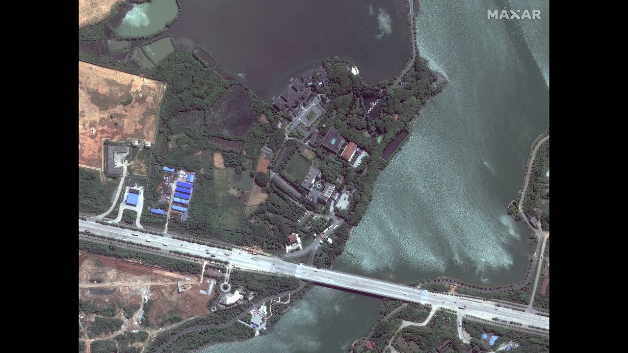 The site of Huoshenshan Hospital's pop-up facility before construction began.