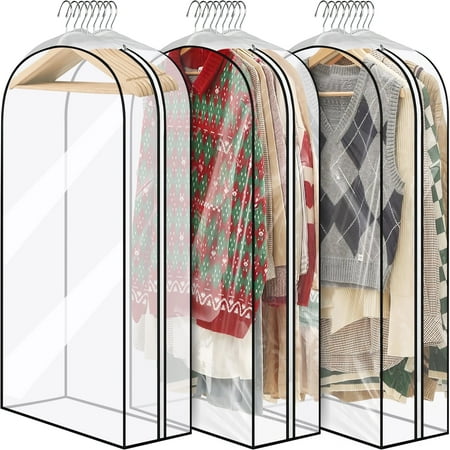 Dakomm 43&#039;&#039; Hanging Garment Bag for Storage, 3 Pack 10&#039;&#039; Suit Bags for Closet Storage, Garment Bags for Haning Clothes, Garment Covers With Side Zipper for Coats &amp;amp; Jackets,peva Material Waterproof an