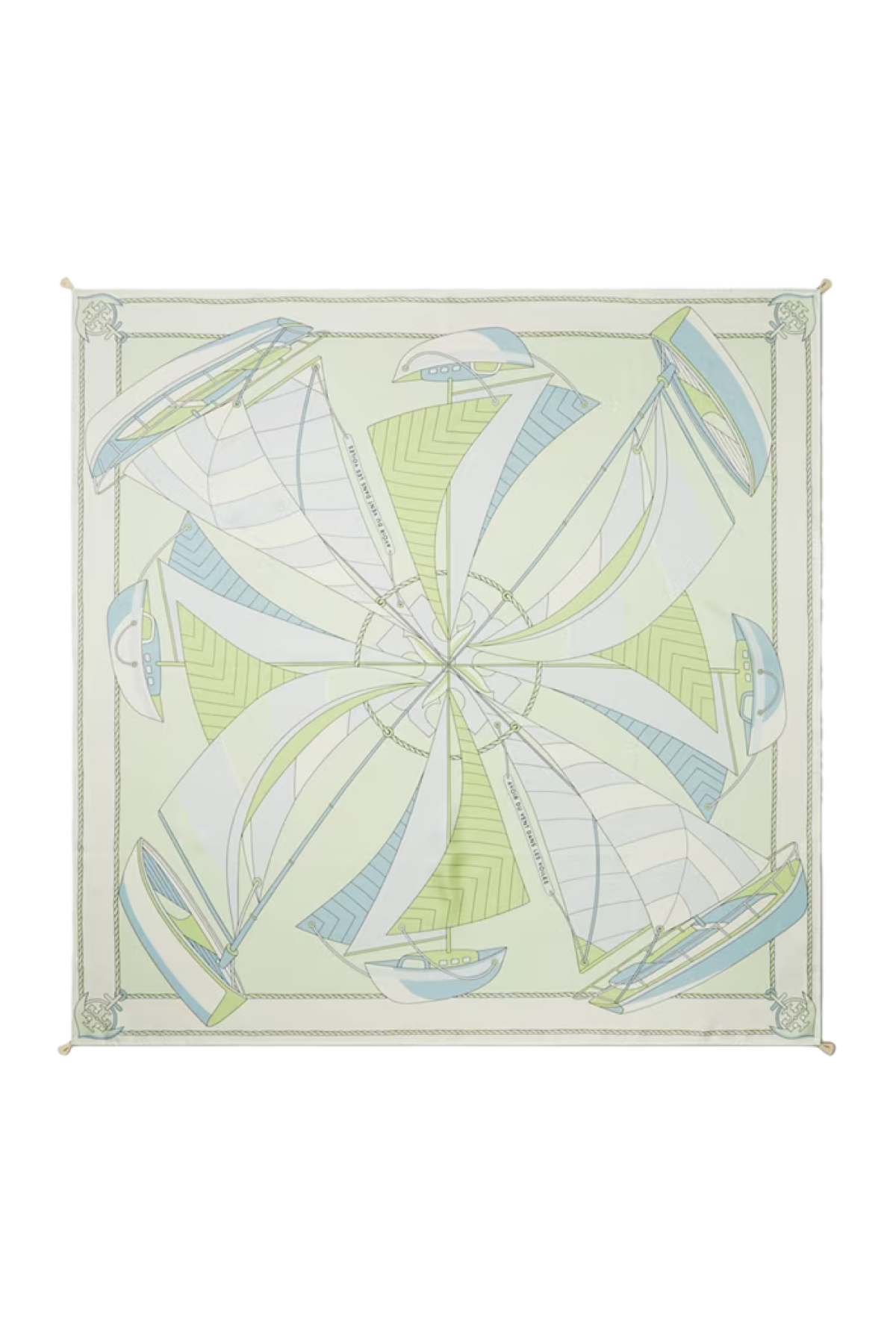 Tory Burch Sailboat Spiral Silk Square Scarf in Green, Size Os