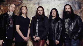 Dream Theater posing for a photograph in 2016