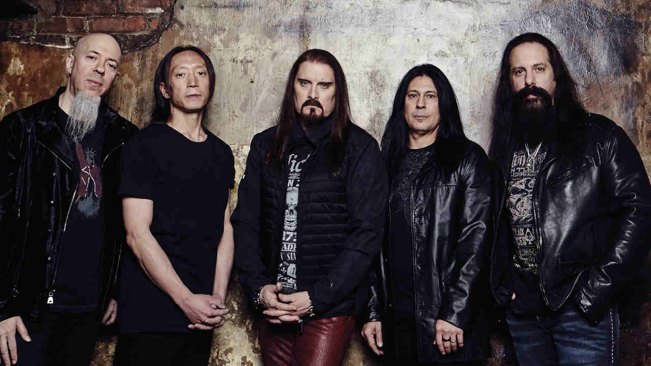 Dream Theater posing for a photograph in 2016
