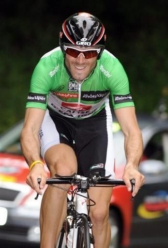 The Green Bullet &ndash; Spain's Alejandro Valverde (Caisse d'Epargne), 28, on his way to winning the time trial and taking over the leader's jersey from Thor Hushovd (Cr&eacute;dit Agricole).