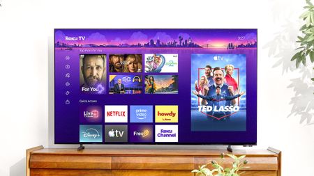 The Roku Pro Series OLED TV in a living room.