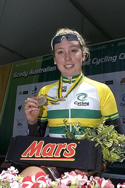 Josephine Tomic from Western Australia is the 2010 Women's Under 23 Time Trial Champion.