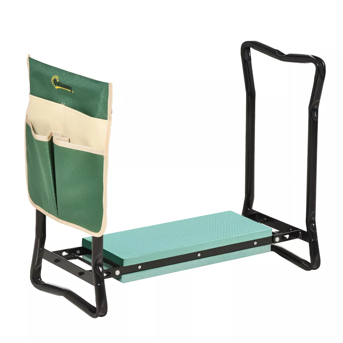 Outsunny Garden Kneeler Seat Stool Bench Kneeling Pad and 1 Large Side Tool Pouch U0026 Easy Folding Design for Transport U0026 Storage