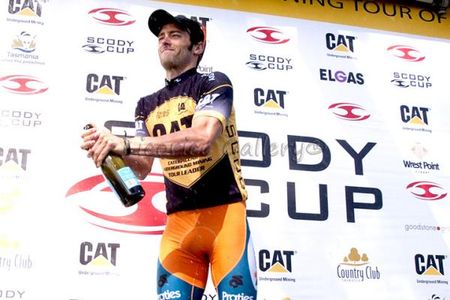 Haas now wearing the yellow jersey of the Tour of Tasmania.