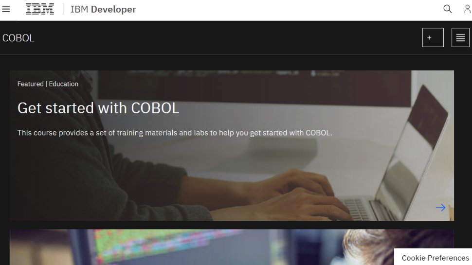 Captura de pantalla del sitio web de recursos de IBM COBOL.