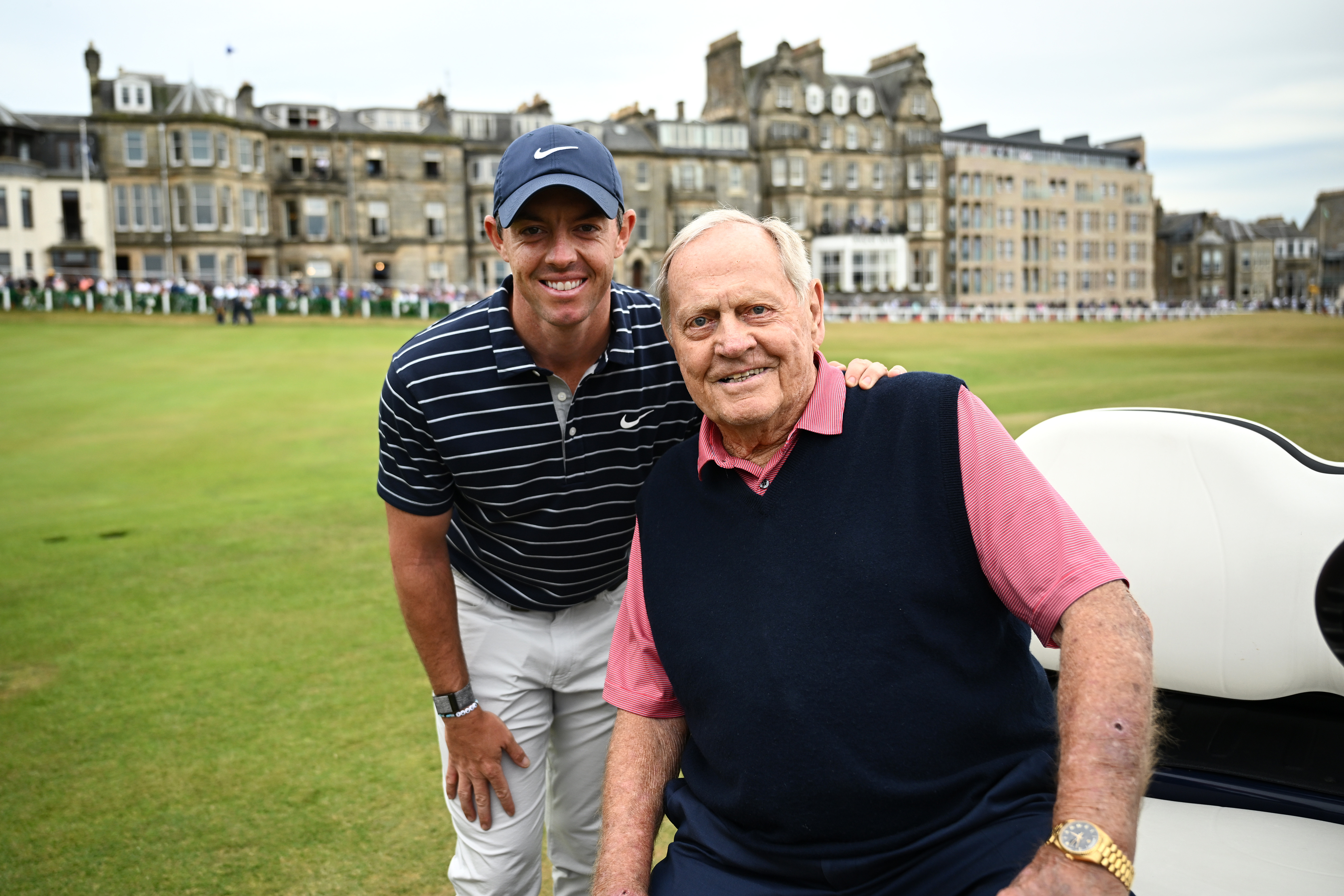 Jack Nicklaus and Rory McIlroy pose for a photo ahead of the 150th Open