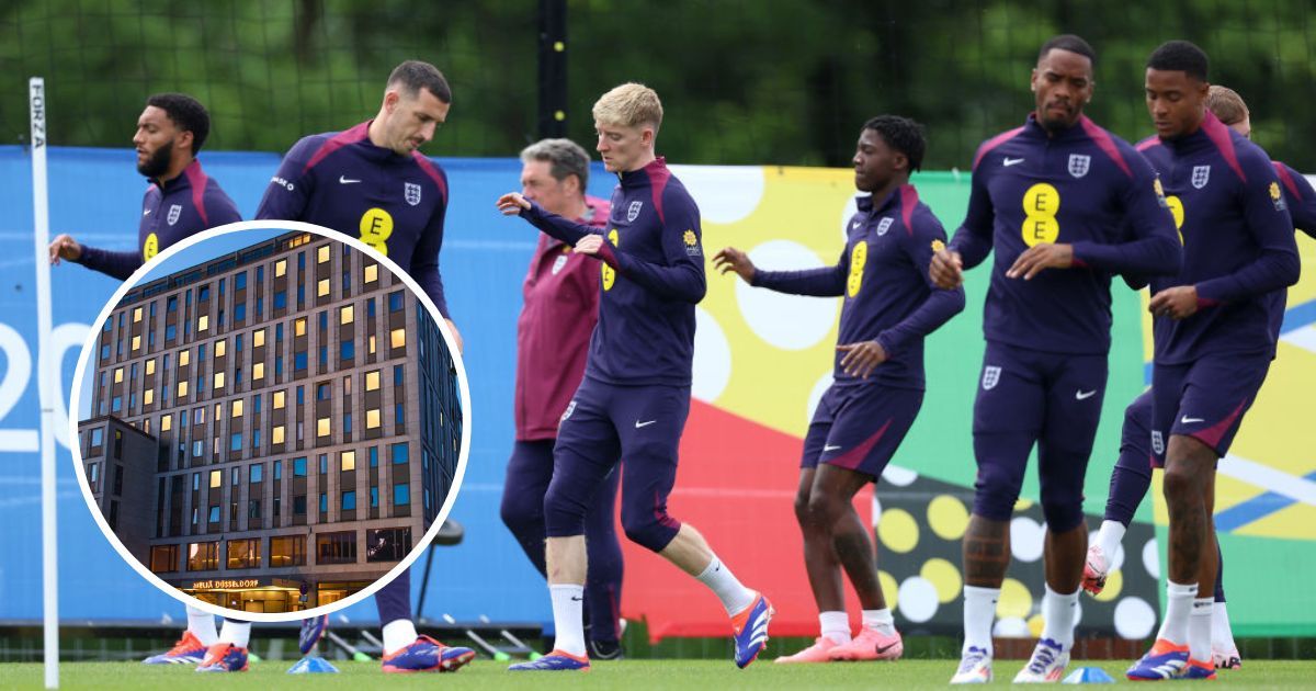 Players of England warm up during a training session at Spa &amp; Golf Resort Weimarer Land on June 17, 2024 in Blankenhain, German