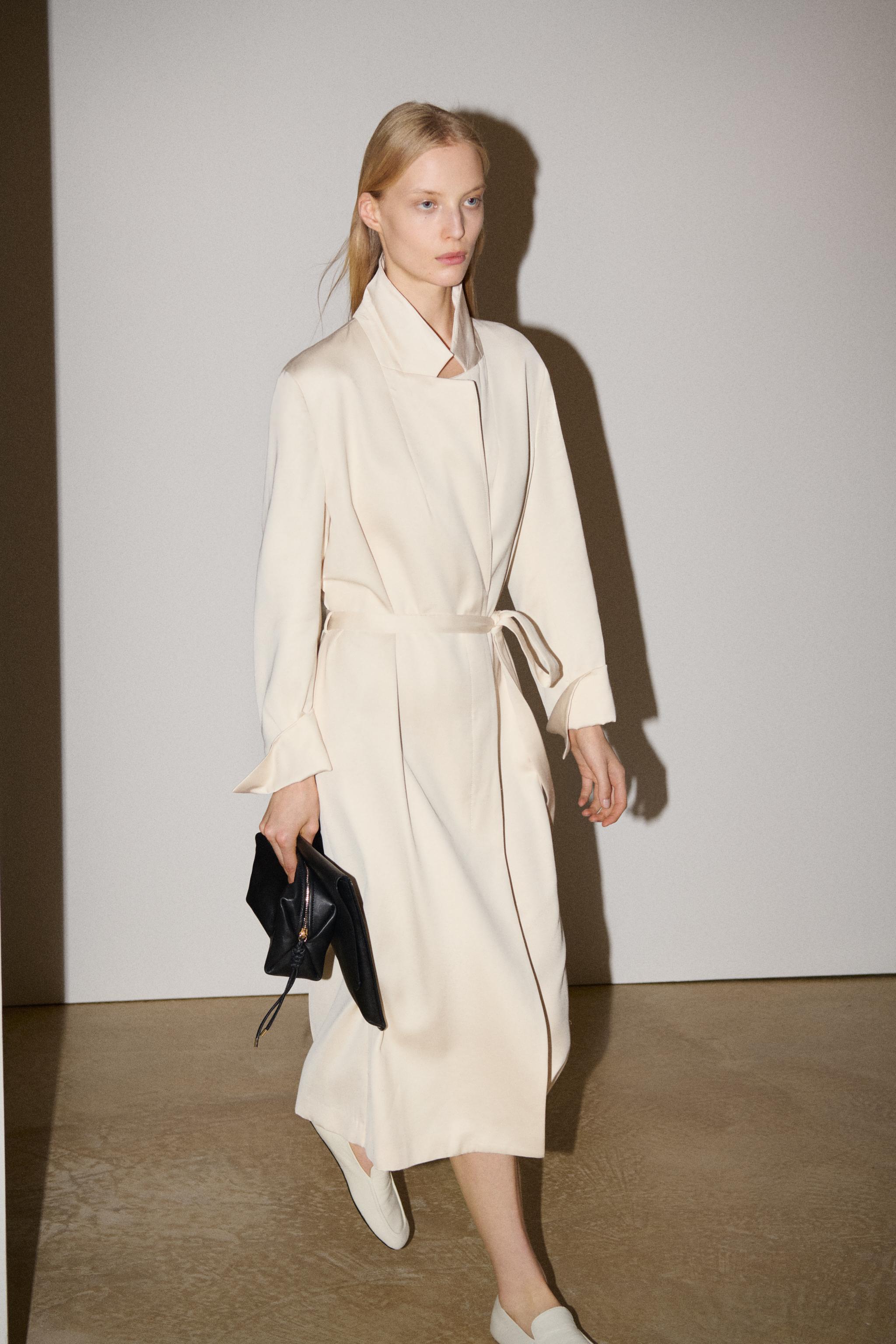 Zw Collection Belted Coat - Ecru - S
