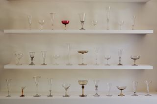 Rare champagne glasses through the ages, Ruinart Hotel 1729