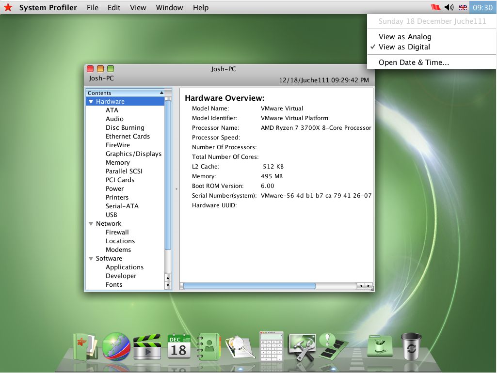 An image of Red Star OS showing the system info tool.
