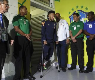 Neymar left the stadium on crutches