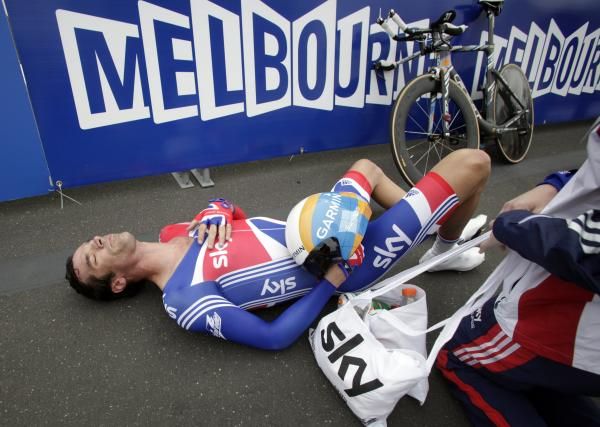 Flat out. David Millar gave it everything at the Worlds TT.
