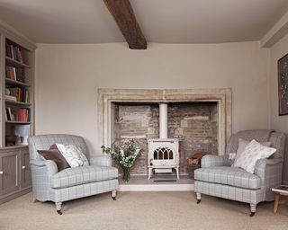 Fireplace in converted English Farmhouse