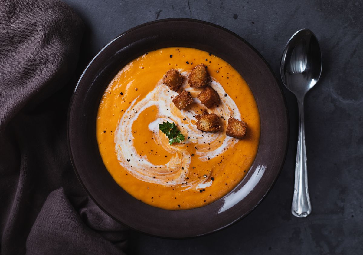 Roasted Sweet Potato Soup (Easy Sheet Pan Soup!) - Jessica in the