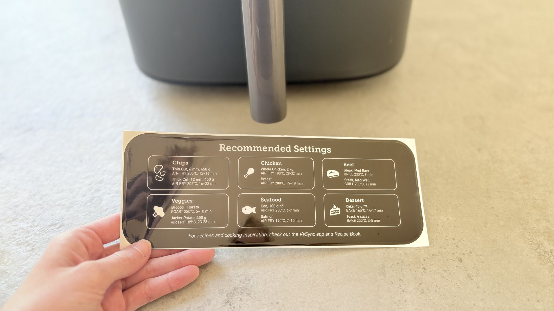 Testing the Cosori TurboBlaze 6L Air Fryer showing the guidance