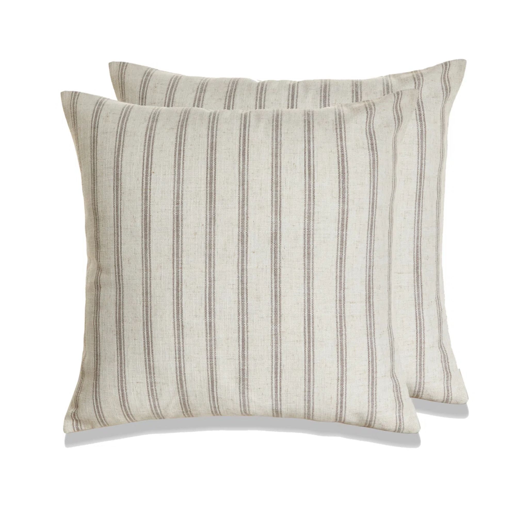 White pillow covers with beige stripes