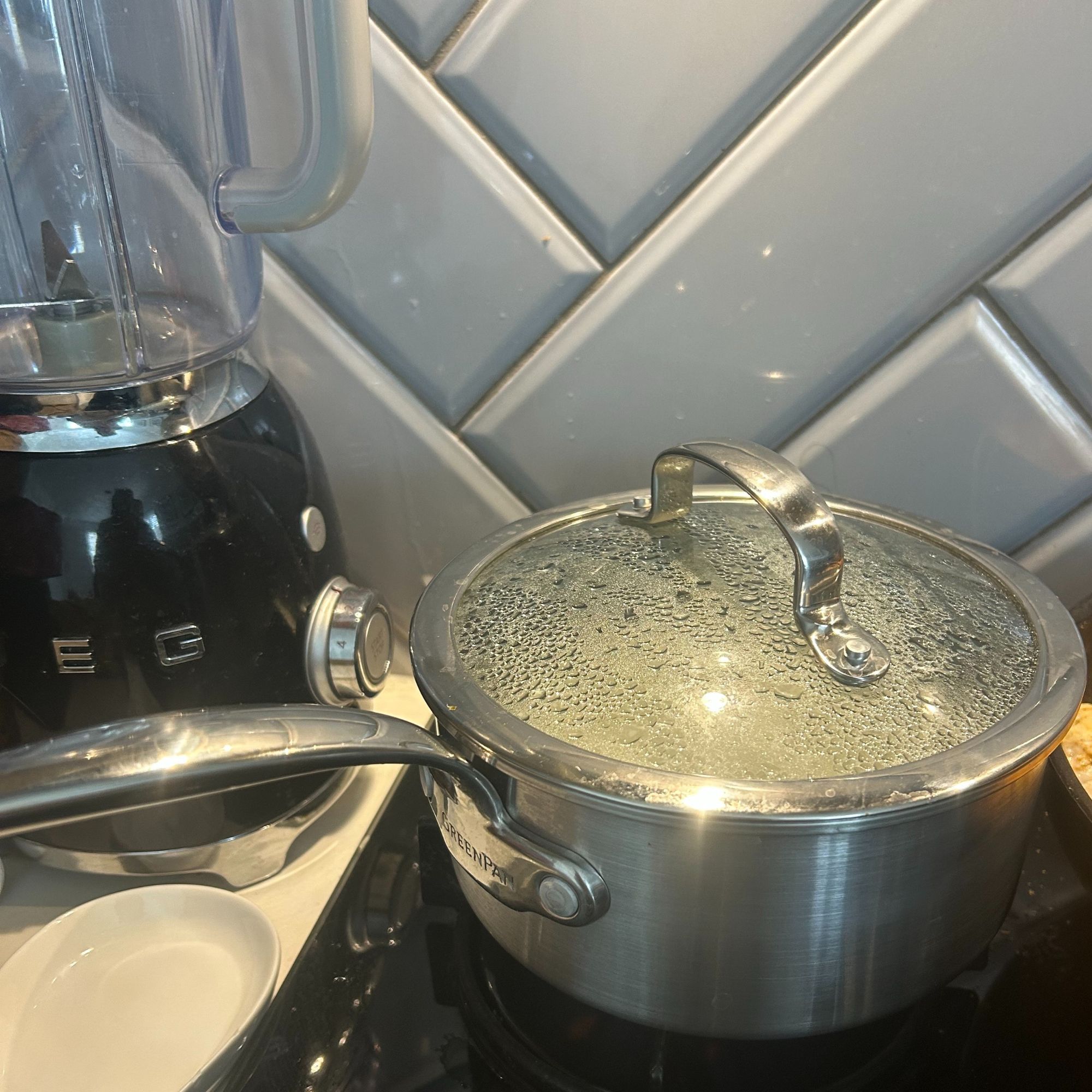 GreenPan Premiere Stainless Steel Ceramic Non-Stick Saucepan & Lid Set cooking rice