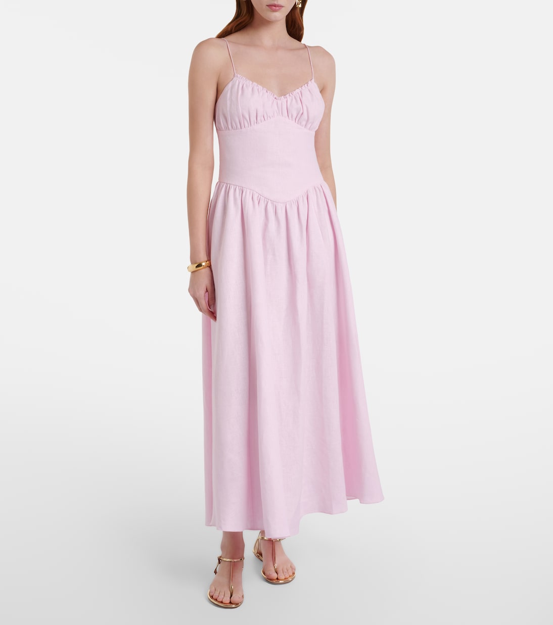 Vares Linen Maxi Dress in Pink - Faithfull