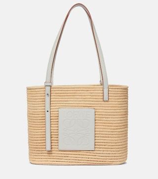 Paulas Ibiza Anagram Small Raffia Basket Tote