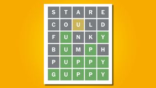 Wordle answer 684 on a yellow background