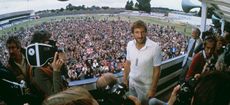 Ian Botham being interviewed after his historic performance in the third Test against Australia at Headingley, 21st July 1981. Botham hit an innings of 149 not out and took seven Australian wickets to help England win by 18 runs. (Photo by Adrian Murrell/Getty Images)