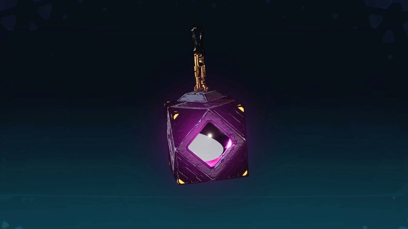 Borderlands 4 Undead Eye locations: The Undead Eye legendary Vex class mod, which looks like a glowing cube, against a dark blue background.