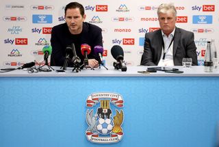 Frank Lampard speaks to the media as he attends a press conference alongside Coventry City owner Doug King, announcing him as the new manager of Coventry City at The Coventry Building Society Arena on November 28, 2024 in Coventry, England.