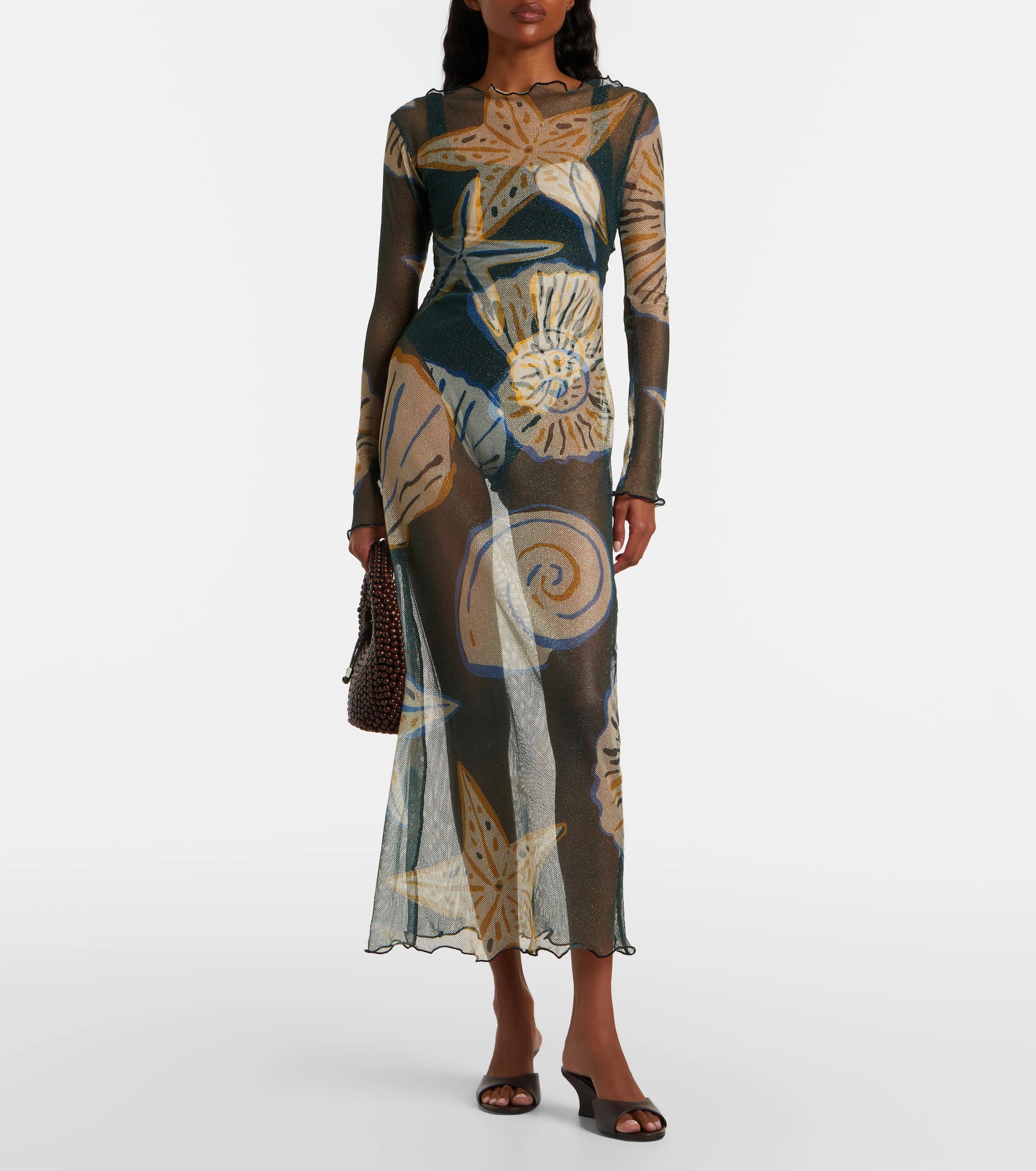 Cala de la Cruz, Ursa Printed Transparent Beach Dress