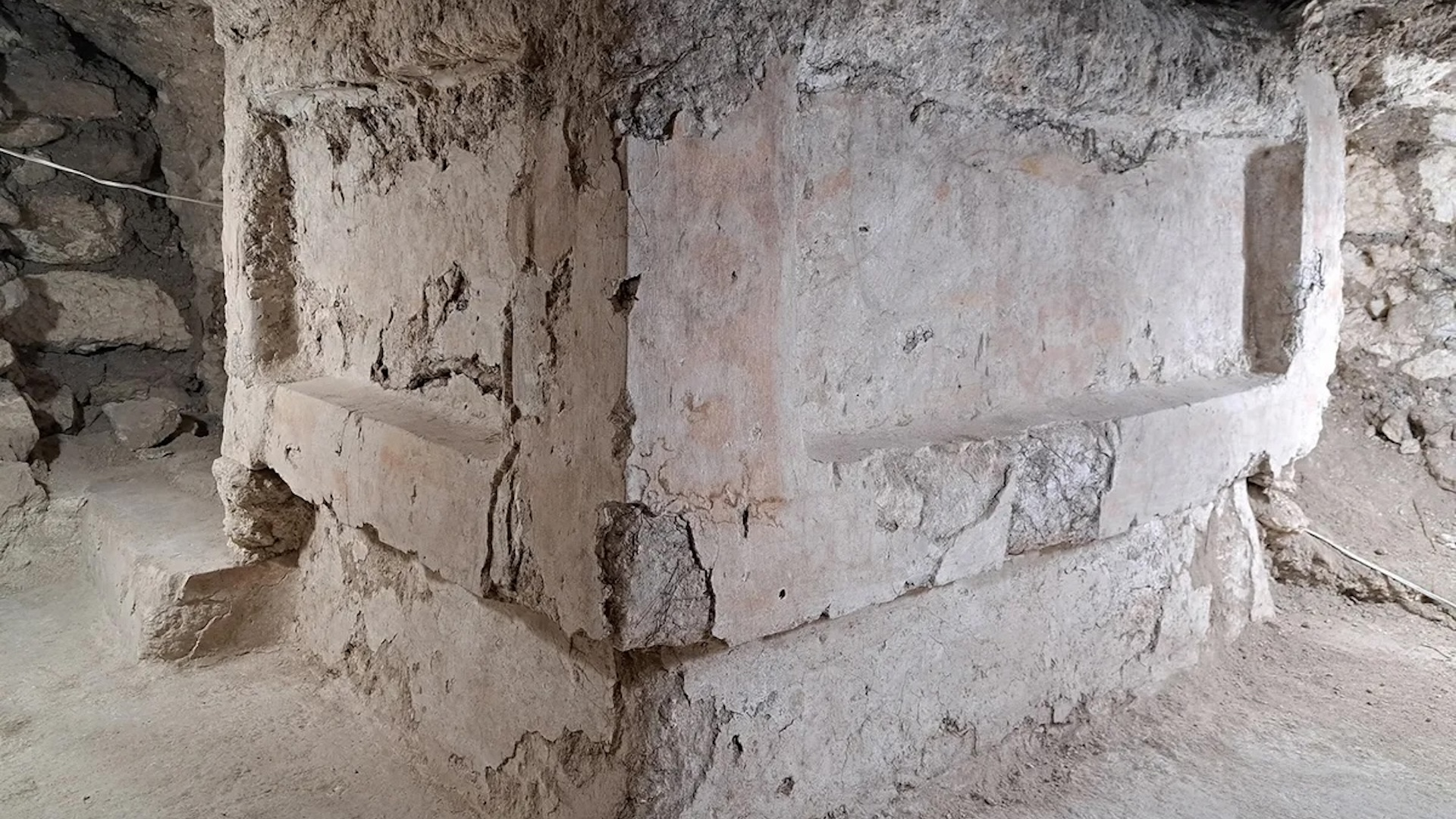 an excavated stone altar