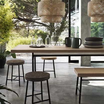 dining room with table and stool