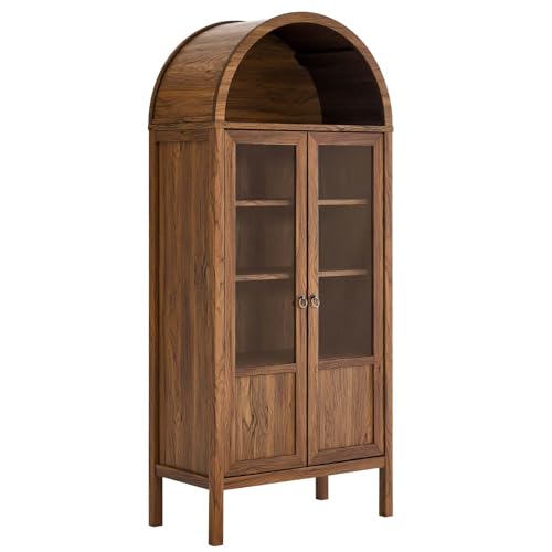 Modway Eei-6638-Wal Tessa Tall Arched Storage Display Cabinet, Walnut