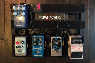 Bob Mould and his pedalboard