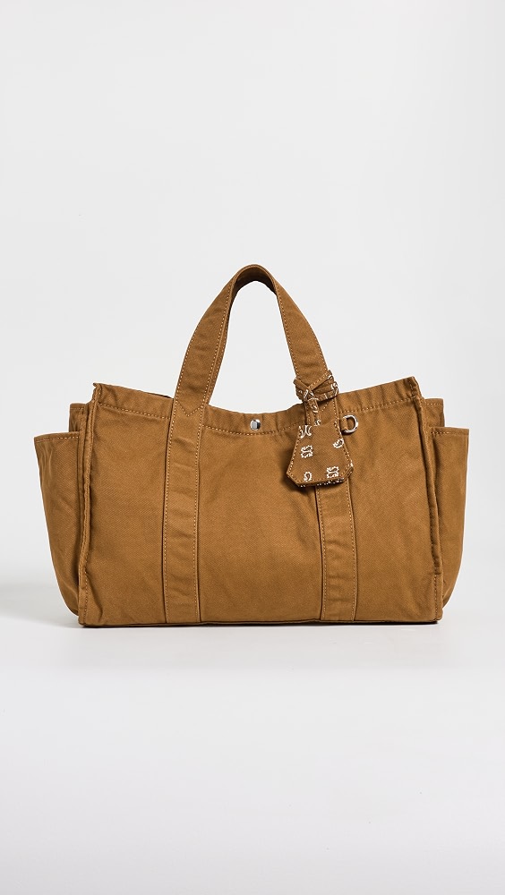 Large Washed Canvas Tote - Warm Chestnut