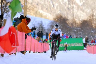 Helene Clauzel (AS Bike Crossteam) racing at the Val di Sole UCI Cyclo-Cross World Cup